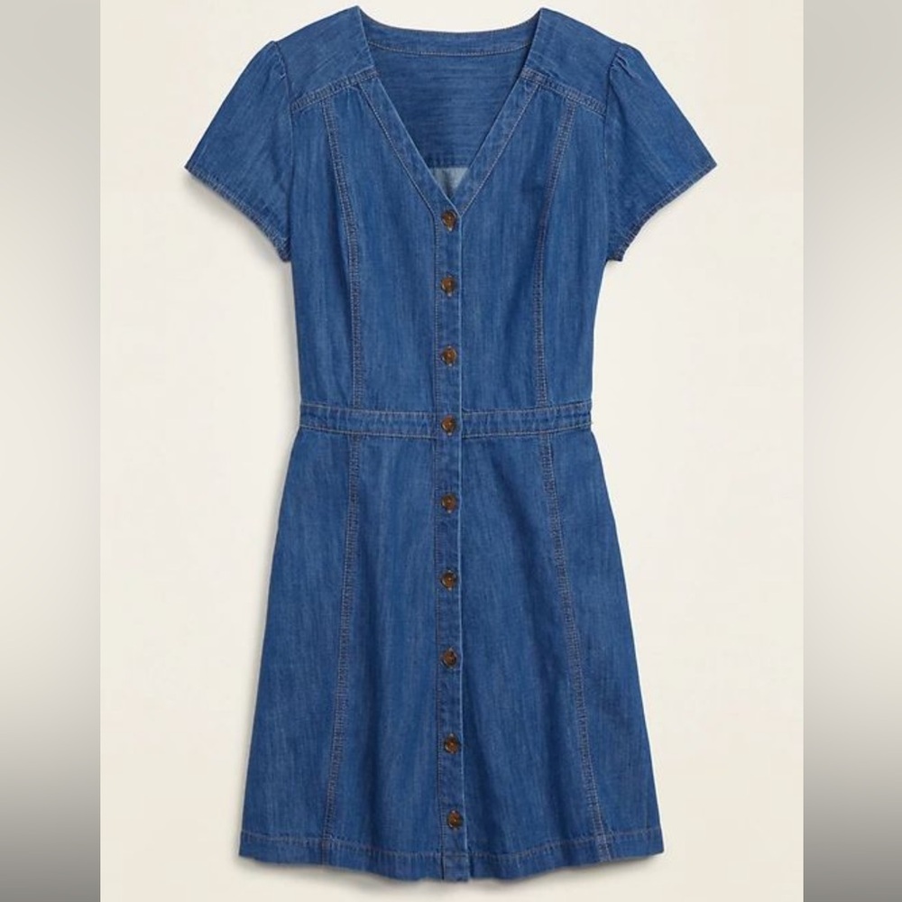 Old Navy Fit & Flare Button-Front Jean Mini Dress